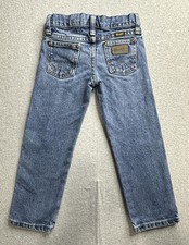 Wrangler Jeans Boys 5 Regular Denim Adjustable Waist Straight Leg Distressed Pan