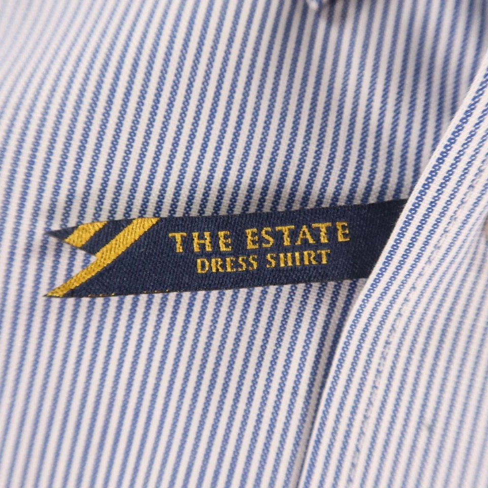 Camisa Oxford Para Hombre 2XL 18 Azul Blanco Rayas Abotonada Fácil Cuidado Algodón NUEVA Foto 4 de 4