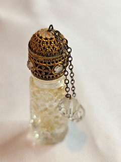 Vintage Czech Irice perfume bottle with clear beads