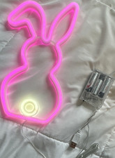 Bunny Shaped Color Changing LED Night Light Pink White Battery USB Powered