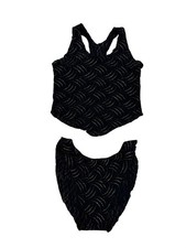 90s Y2K Black & Gold Micro Mesh Lingerie Set – Ruffle Panties M (Made in USA)