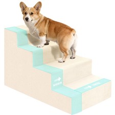 Dog Stairs for High Bed, Extra Wide 4-Step, High-Density Foam, Small Pets