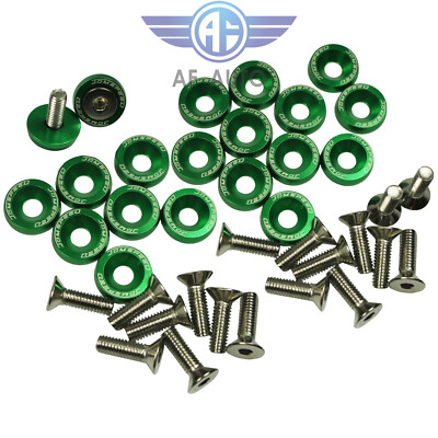 20 PCS Green JDMSPEED Aluminum Fender Washer Engine Bay Dress Up Kit
