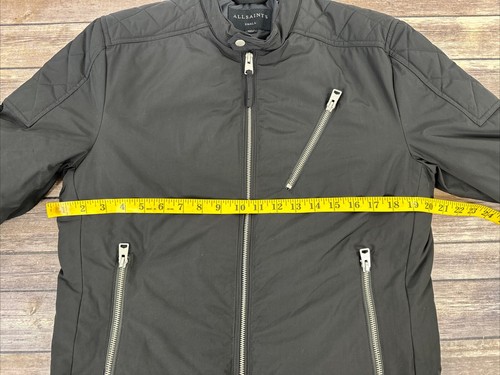AllSaints Furtia Moto Jacket Mens Size S Black Full Zip Insulated - Picture 14 of 16