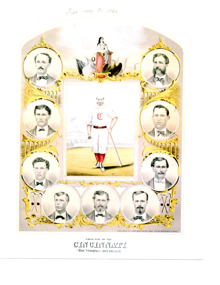 1869 CINCINNATI RED STOCKINGS 8X10 TEAM PHOTO BASEBALL HOF OHIO USA