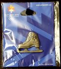 2002 Salt Lake Olympic Pewter Ice Skating Figure Skate Lapel Hat Pin, New