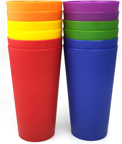 32-Ounce Plastic Tumblers Large Drinking Glasses, Set of 12 Multicolor - Unbreak - Picture 5 of 12