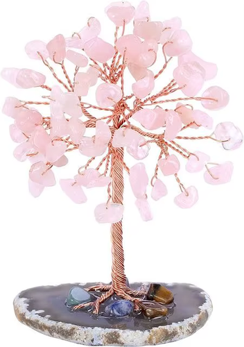 Super Mini Crystal Money Tree Copper Wire Wrapped W/ Agate Slice Base Healing Ge - Picture 9 of 16