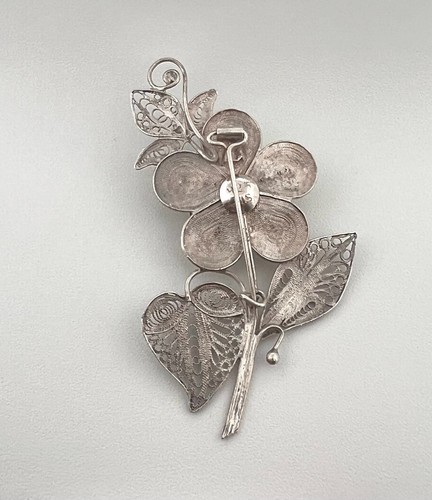 Vintage Hermann Siersbol Sterling Silver Floral Brooch - 925 - 7.42g - Picture 4 of 4