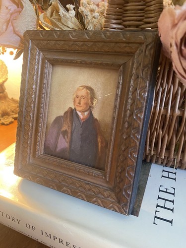 Antique Portrait Miniature Thomas Jefferson Sully Litho Print Framed Solid Wood - Picture 2 of 10