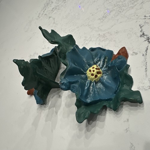 LULA VERHAREN LAVELL Antique Painted Cast Iron Poppy Flower Bookends