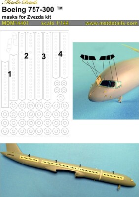 1/144 Metallic Details MDM14401 Boeing 757-300 Masks (Zvezda kit)