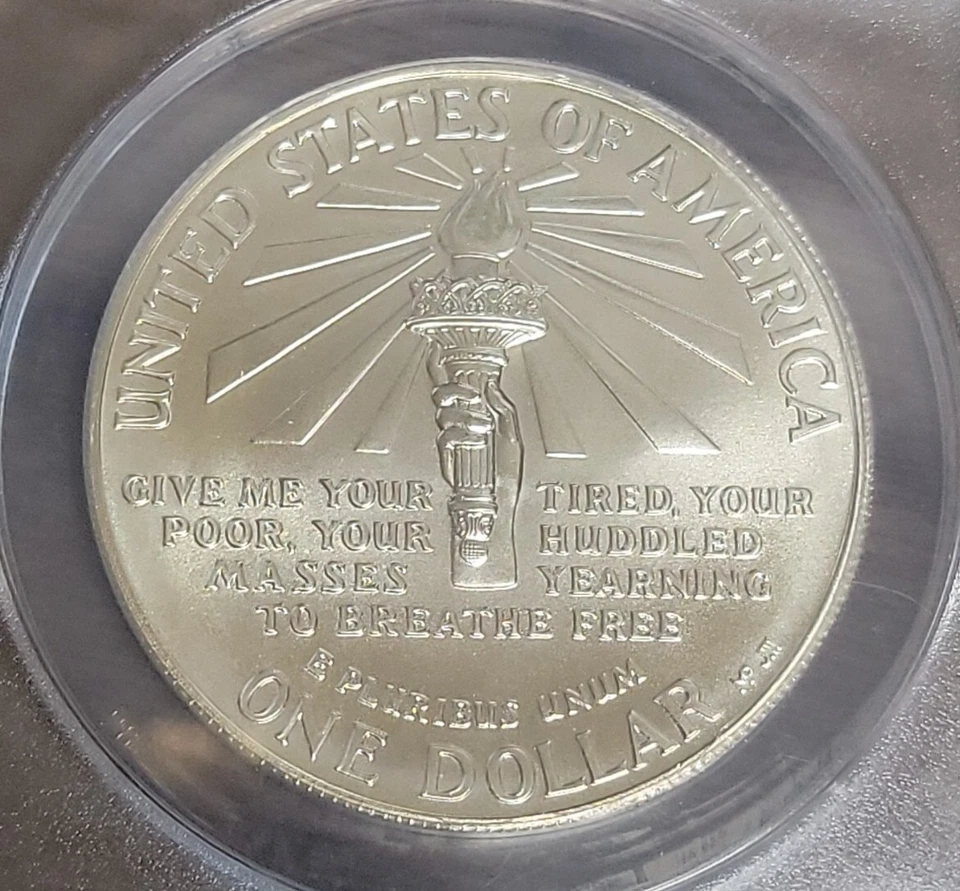 1986 P Statue of Liberty Centennial Comm. Unc. Silver Dollar - ANACS MS70  - Image 4 of 4