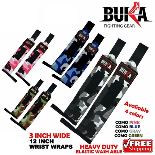 BUKA BODYBUILDING GEWICHTHEBEN FITNESSSTUDIO TRAINING HANDGELENKSTÜTZE GRAU CAMO BAR STRAP - Bild 3 von 3