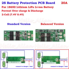 2S 20A 7.4V w/ Balance 18650 Lithium Li-ion Battery BMS Charger Protection Board