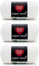 Red Heart Super Saver Yarn 3 Pack White 3 Count 364 Yards Knitting/Crochet New