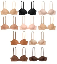 VICTORIAS SECRET SEXY ILLUSIONS LIGHTLY LINED DEMI BRA PADDED GOLD HARDWARE NWT