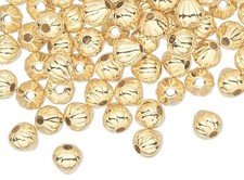 100 Gold Plated Brass Corrugated 5mm Teardrop Pear Spacer Beads with 0.9mm Hole