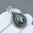 Rainbow Labradorite Handmade Sterling Silver Pendant Jewelry Pn-1489