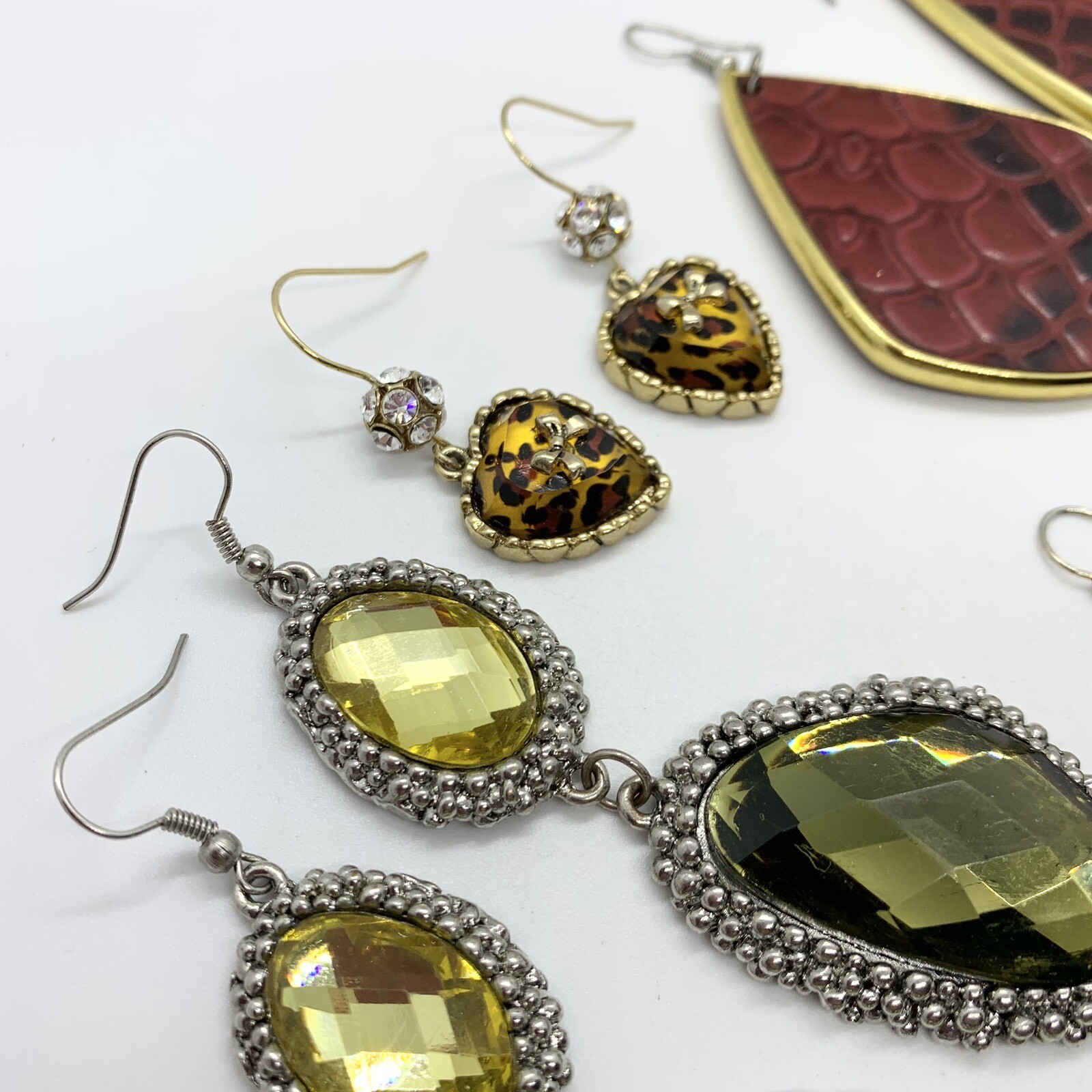 EARRING LOT STATEMENT FLASHY DANGLE LARGE GLASS H… - image 7