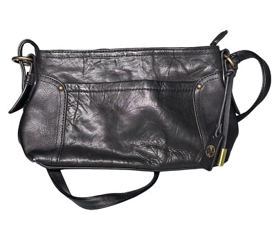 Vintage Giani Bernini Small Black Leather Shoulder/Hand Bag Gold