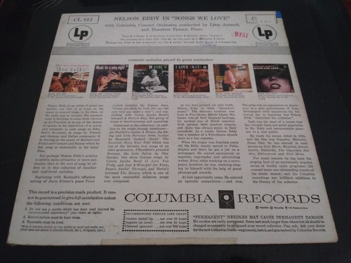 Nelson Eddy Sings VG++ Original 6-Eye Label Columbia CL-812 Record 1956 VOCALS - Picture 2 of 4