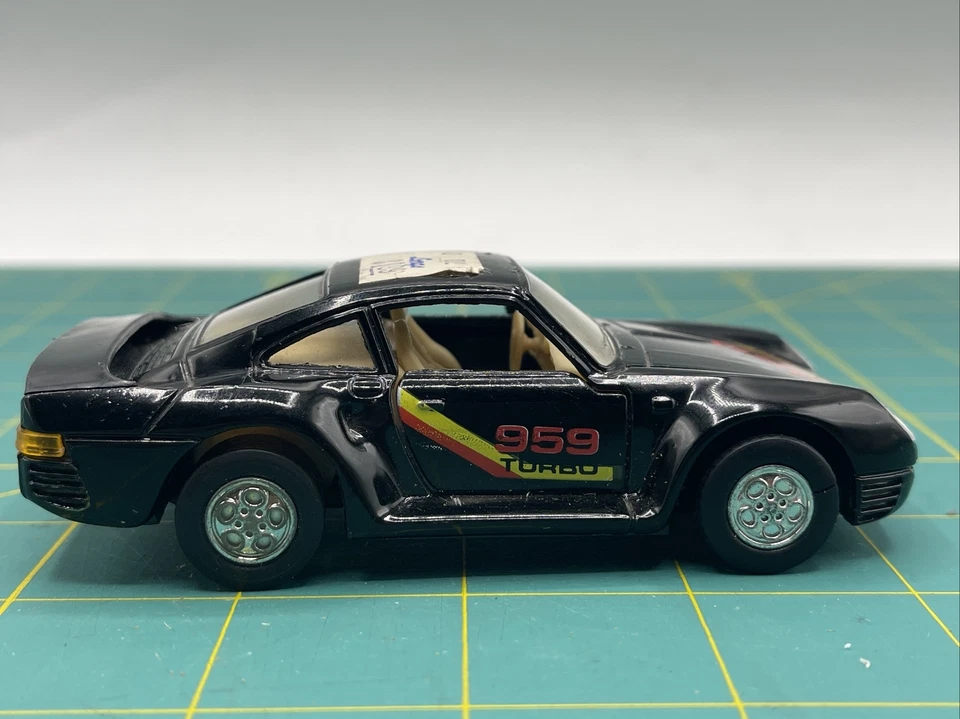 Coche diecast Porsche 959 Turbo negro Super Racer juguete Pull Back & Go Foto 4 de 4