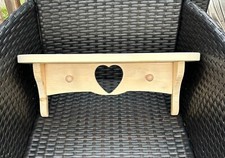 Rustic Natural Pine Wooden Heart Shelf With Peg Hangers