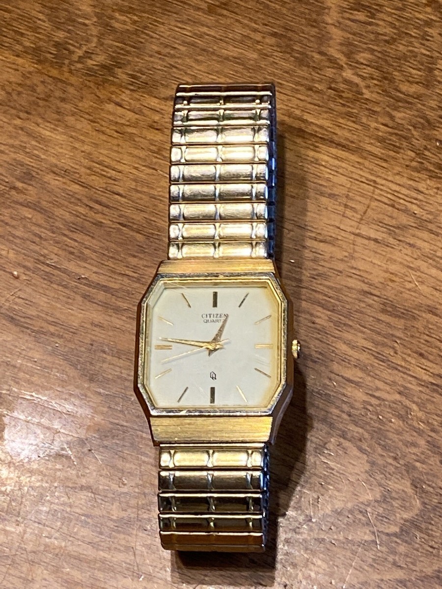 Citizen VTG GoldTone Quartz Mens Watch Working New Battery Citizen VTG GoldTone Quartz Mens Watch Working New Battery