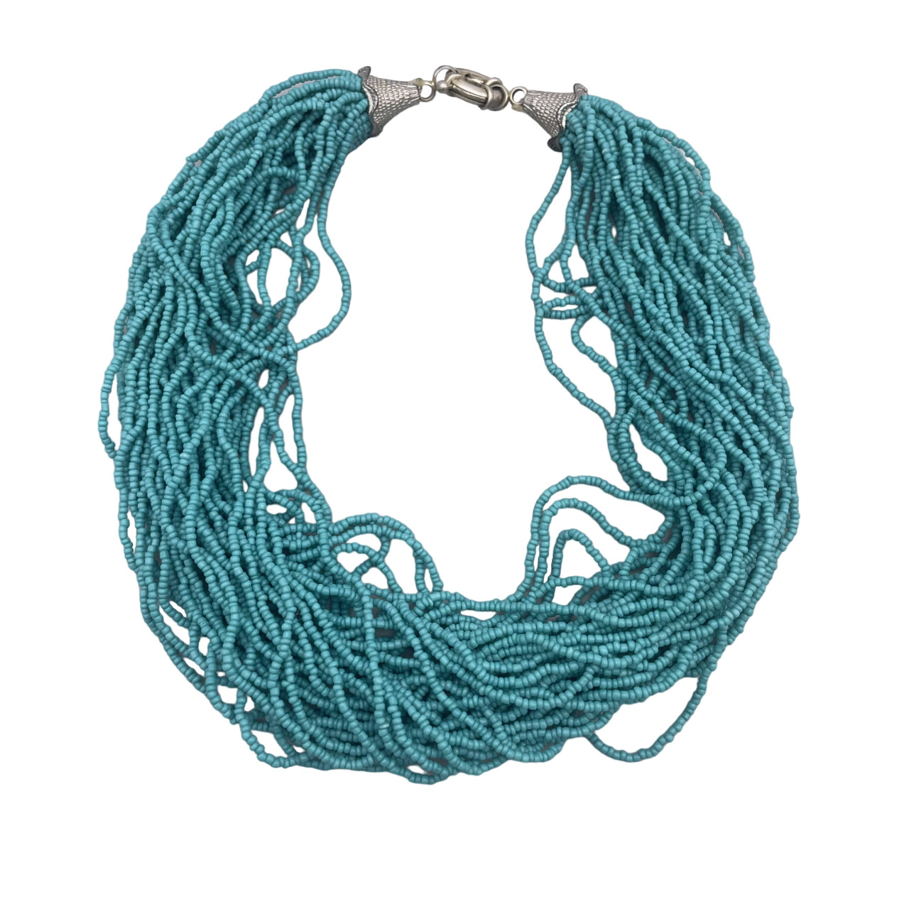 Multilayer Seed Bead Collar Statement Necklace Sp… - image 1