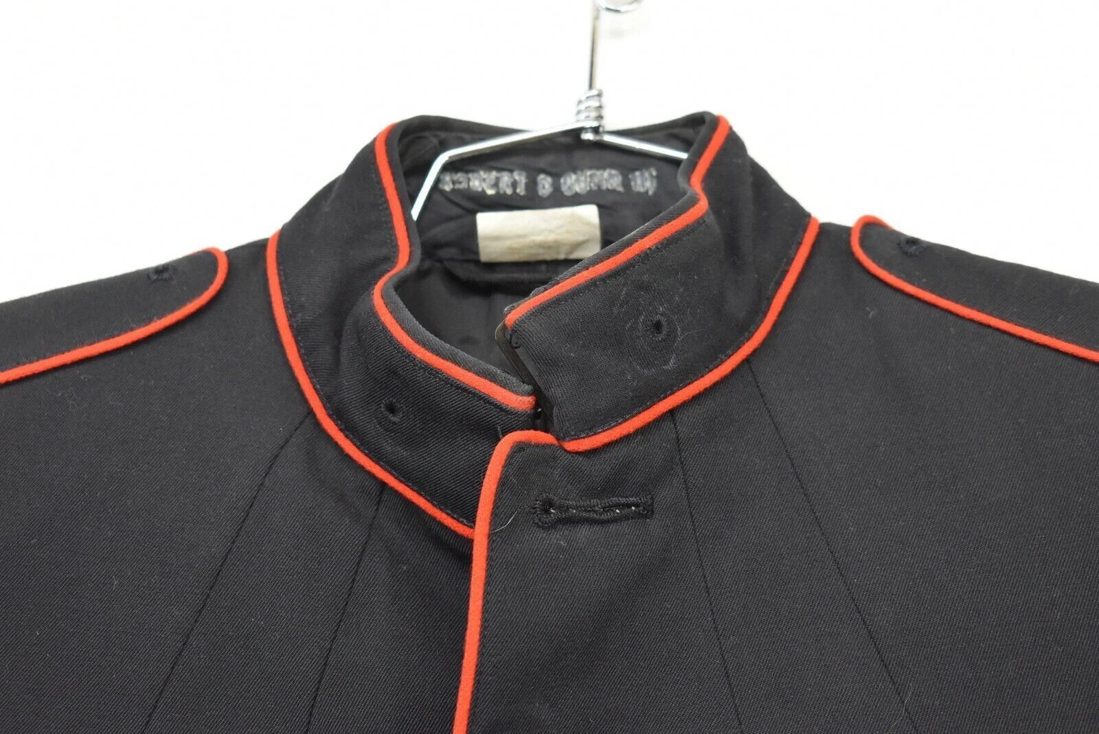 Thorngate Mens Black Contrast Piping Button-Front Flap Pocket Uniforms Coat 40XL - product detail image 3