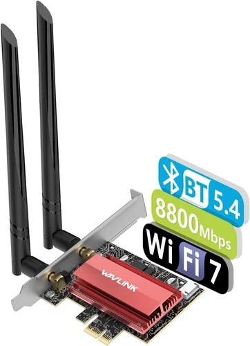 Carte PCI-E WiFi 7 Triple bande / Bluetooth 5.4 Wavlink BE8800 (pour CPU Intel)
