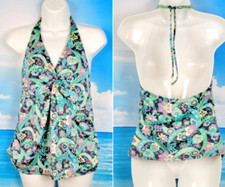 OLD NAVY Woman's TANKINI Top Multi-Color Bathing Swim Suit Halter size Med