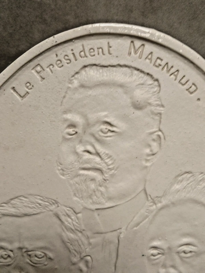 Belle lithophanie à 3 portraits Le Président Magnaud, Morlot et Durozoy - Photo 3/4