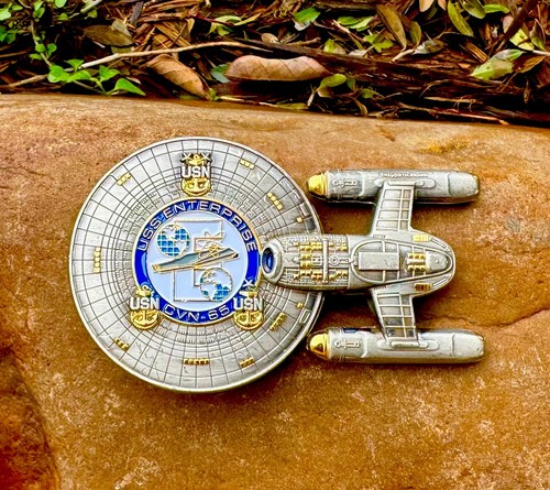 Star Trek Space Ship USS Enterprise CVN-65 Navy CPO Mess Challenge Coin CIA NYPD - Picture 5 of 10