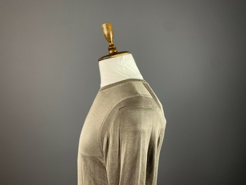 Men VERSACE COLLECTION Gray 100% Silk Long Sleeve Pullover Sweater Size L - Picture 5 of 12