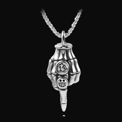 Rude Vulgar Middle Finger Skeleton Hand Necklace Pendant