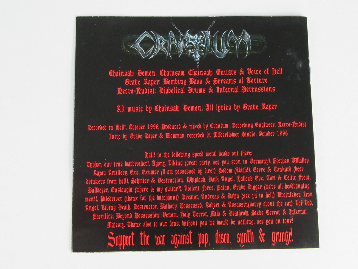 CRANIUM Speed Metal Satan CD 1997 SPEED/THRASH RARE ORIG 1st