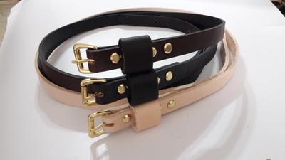  HAND MADE BELT THICK AMISH REAL LEATHER WOMEN 3/4'' W SOLID BRASS ROLLER BUCKLE