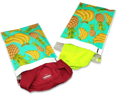 Poly Mailers 10x13 Tropical Theme Teal Pineapple Banana Shipping Mailing AQUA - Picture 4 of 108