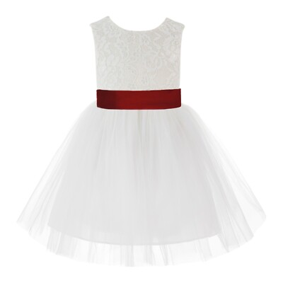 Ivory Flower Girl Dresses Knee Length Dress V back Flower Girl Dress Girls Dress