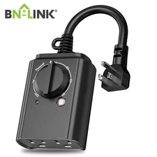 Outdoor 24Hr programmable Timer W/ Photocell Light Sensor Weatherproof 2 Outlets