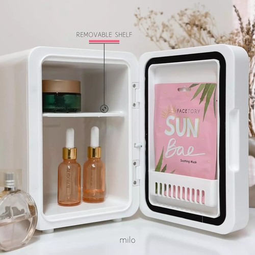Milo Skincare Fridge with Dimmable LED Mirror 4 L/6 Can, Makeup Mini Fridge for - Picture 4 of 7