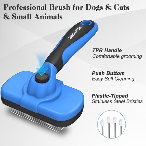 Self Cleaning Slicker Brush - Skin Friendly Deshedding Grooming Tool for Dogs - Picture 44 of 49