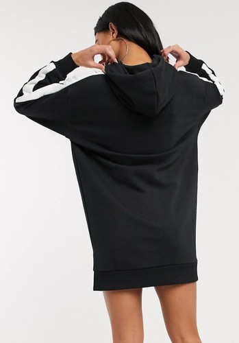 Puma black hoodie jersey cotton sporty dress Sz XS UK 10 US 6 £60 - Picture 3 of 6