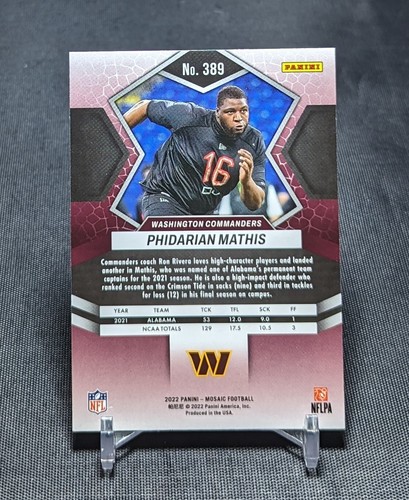 Phidarian Mathis Rookie RC 2022 Mosaic Football Card #389 Washington Commanders - Picture 2 of 2