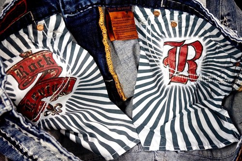 $220 Mens Rock Revival Jeans "Arturo" Volcano Leather Inserts Straight 32 X 34 - Picture 16 of 16