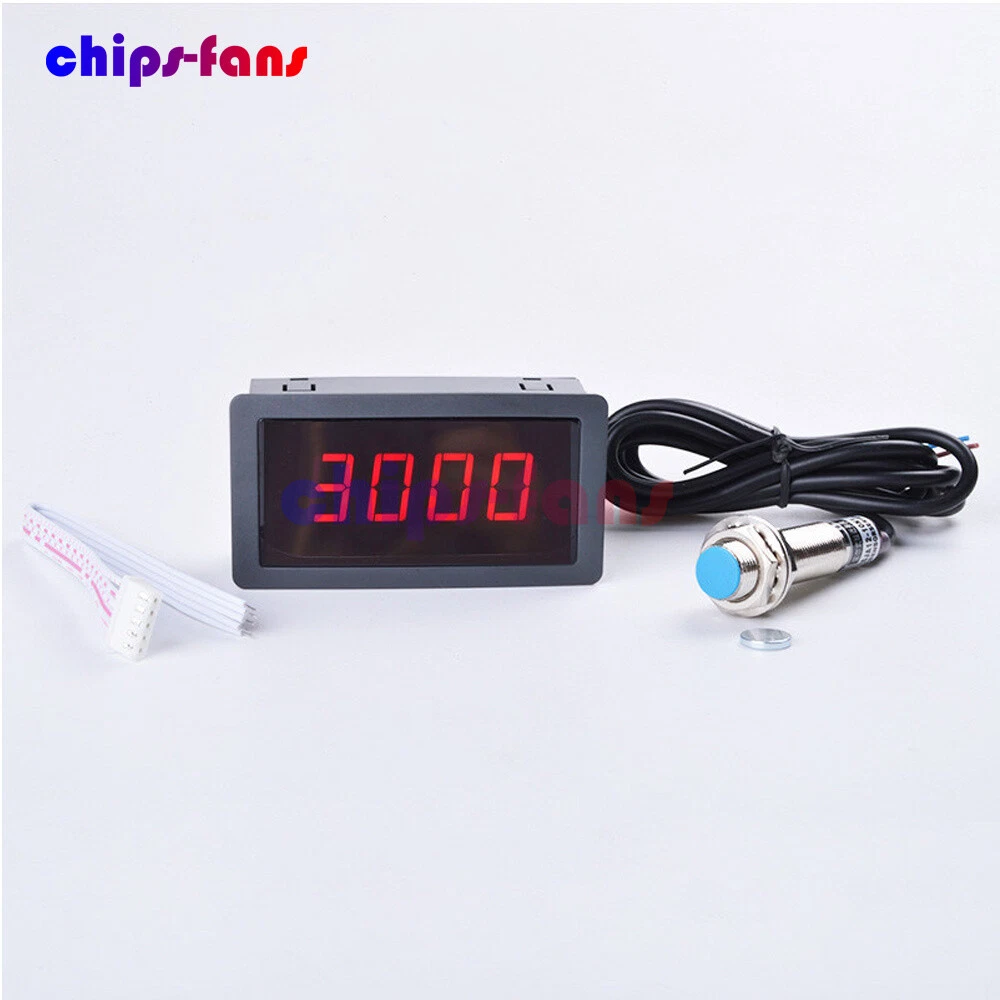 Sensor Interruptor de Proximidad Digital 4 Dígitos 0.56" LED RPM Tacómetro Contador Hall