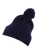 Cuffed Pom Pom Knit Beanie Uni/One Size Navyblau