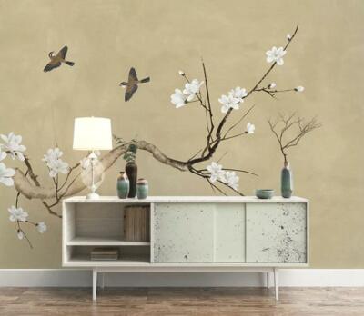 3D Flower Branch Bird 37364NA Wallpaper Wall Murals Removable Wallpaper Fay